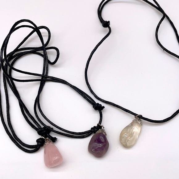 White , rose , amethyst quartz necklace - Picture 1 of 6